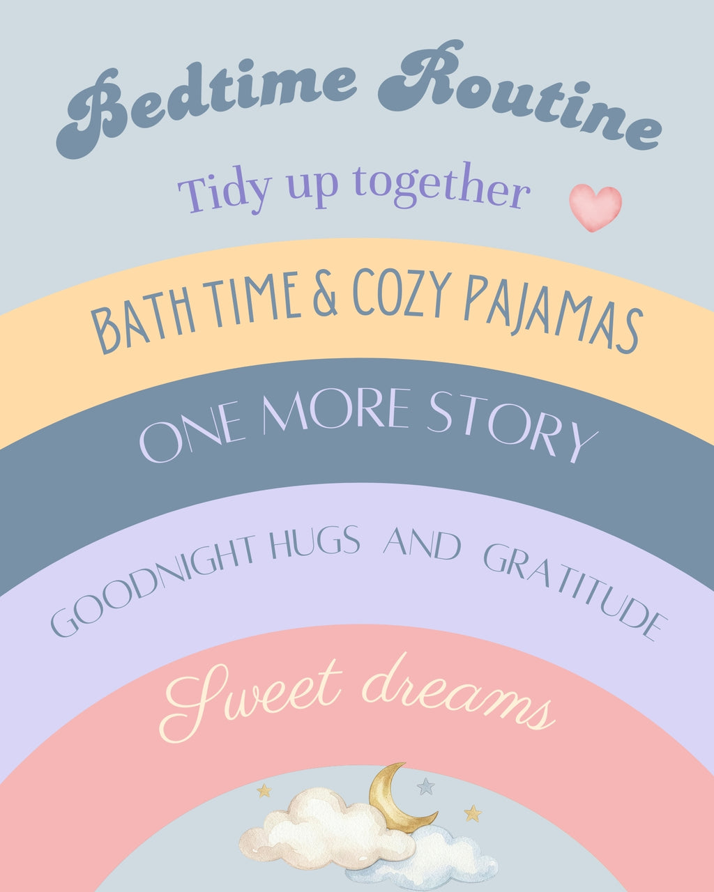Bedtime Routine Poster for Kids (Instant Download)