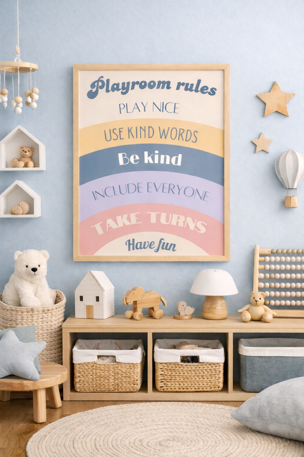 Playroom Rules Poster • Scandinavian Kids Wall Art (Instant Download)